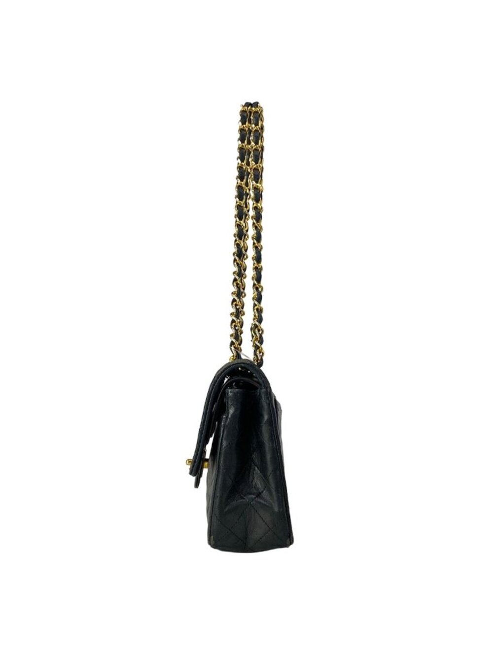 Chanel Shoulder Bag Double Flap Quilted Black Chain Gold Lambskin - Picture 4 of 15
